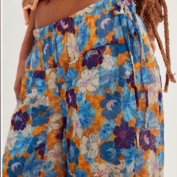Free People Floral Print Women's Pants small boho flower bubble festival pants - Picture 7 of 7